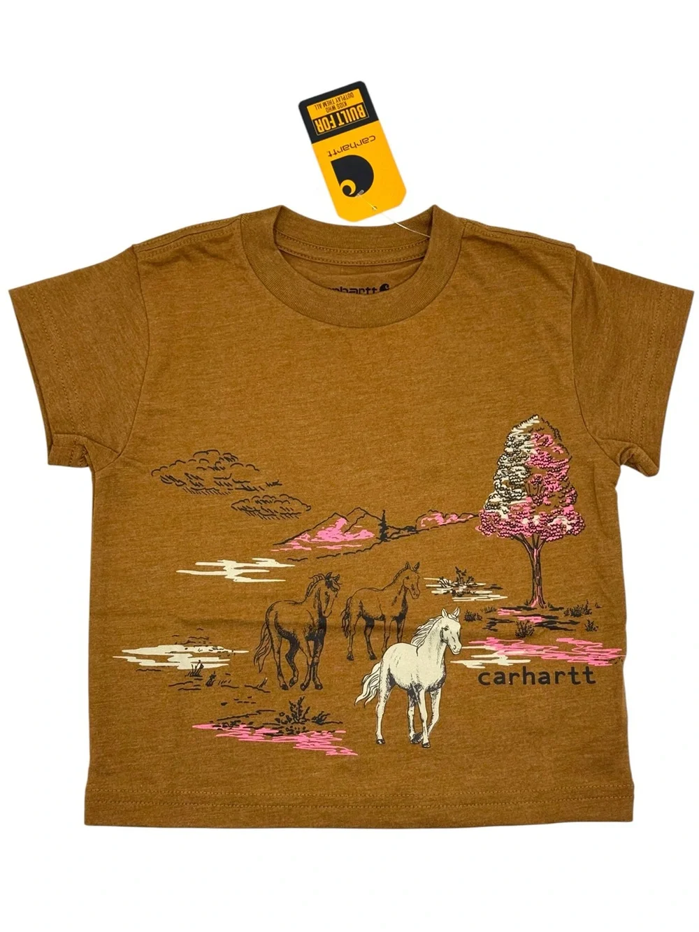 Carhartt Toddler Girls Short Sleeve Wild Horse T-Shirt Brown Heather Size 3T